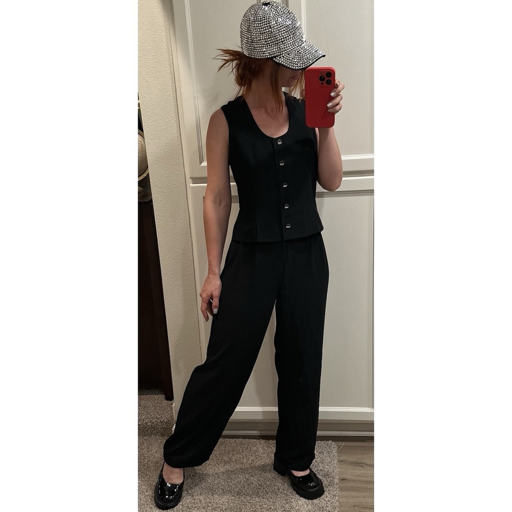 Joseph Ribkoff Black Pantsuit Set Vest Jacket Pants Size 6